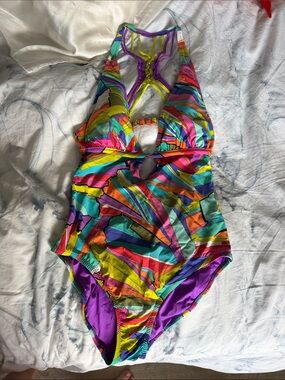 Trina Turk One Piece Swimsuit - Bright Abstract Print - size 8